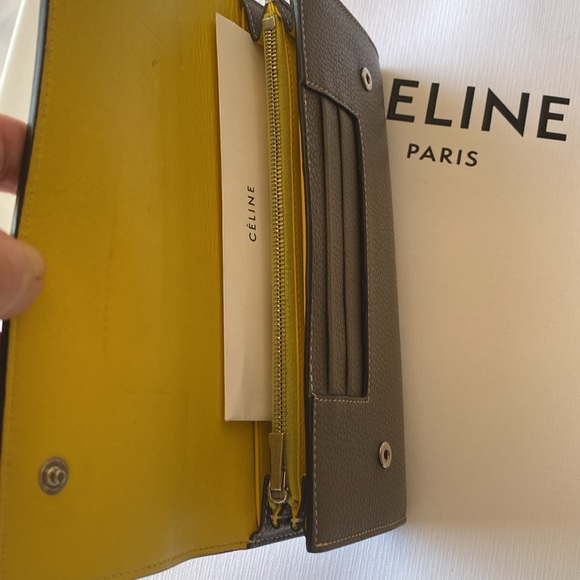 Celine Long Wallet Double Snap Taupe Brown Near Excellent Condition Authentic - Picture 7 of 15